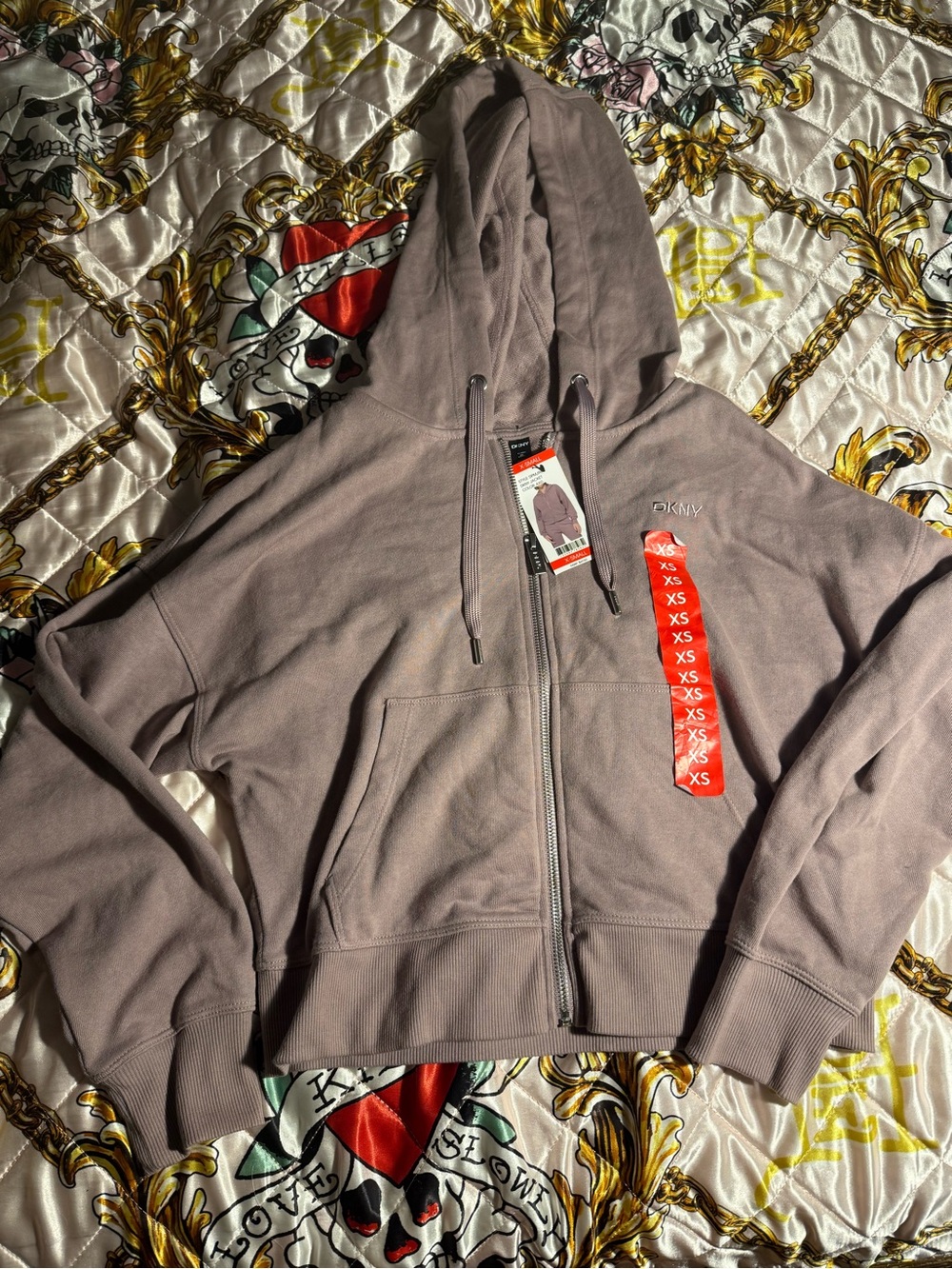 DKNY Mauve/Pink Hooded Zip-Up Jacket